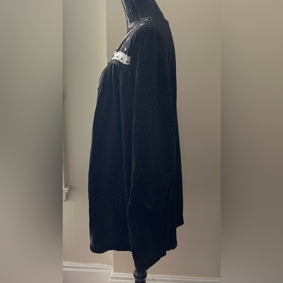 Aria Collection Black White Dotted Cotton Nightdress Size XL - Picture 2 of 9